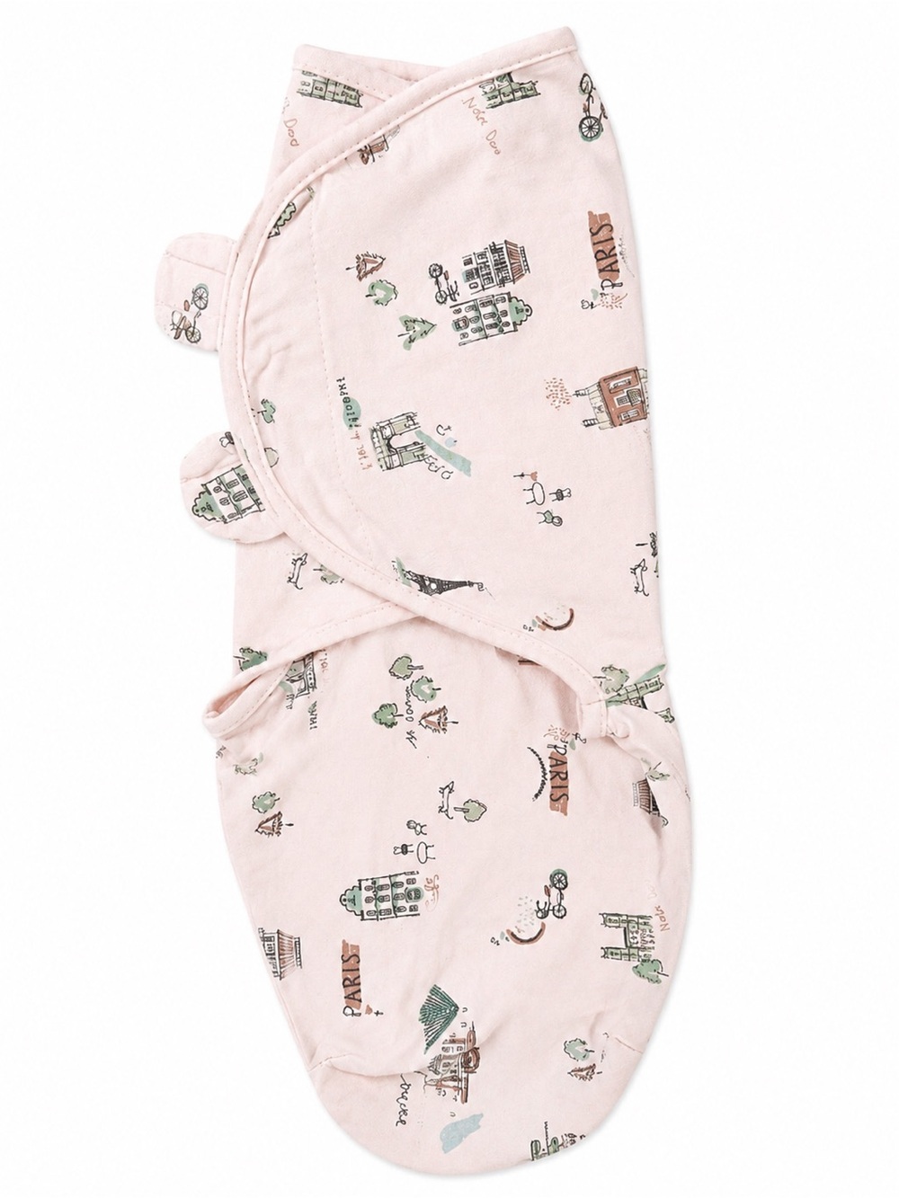 Baby Swaddle Wrap | Paris Print Newborn Blanket | Soft Pink Sleep Sack